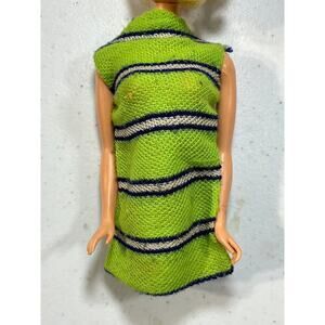 Vintage Barbie 1970's Knit Now Green/Blue/Silver Stripped Dress.